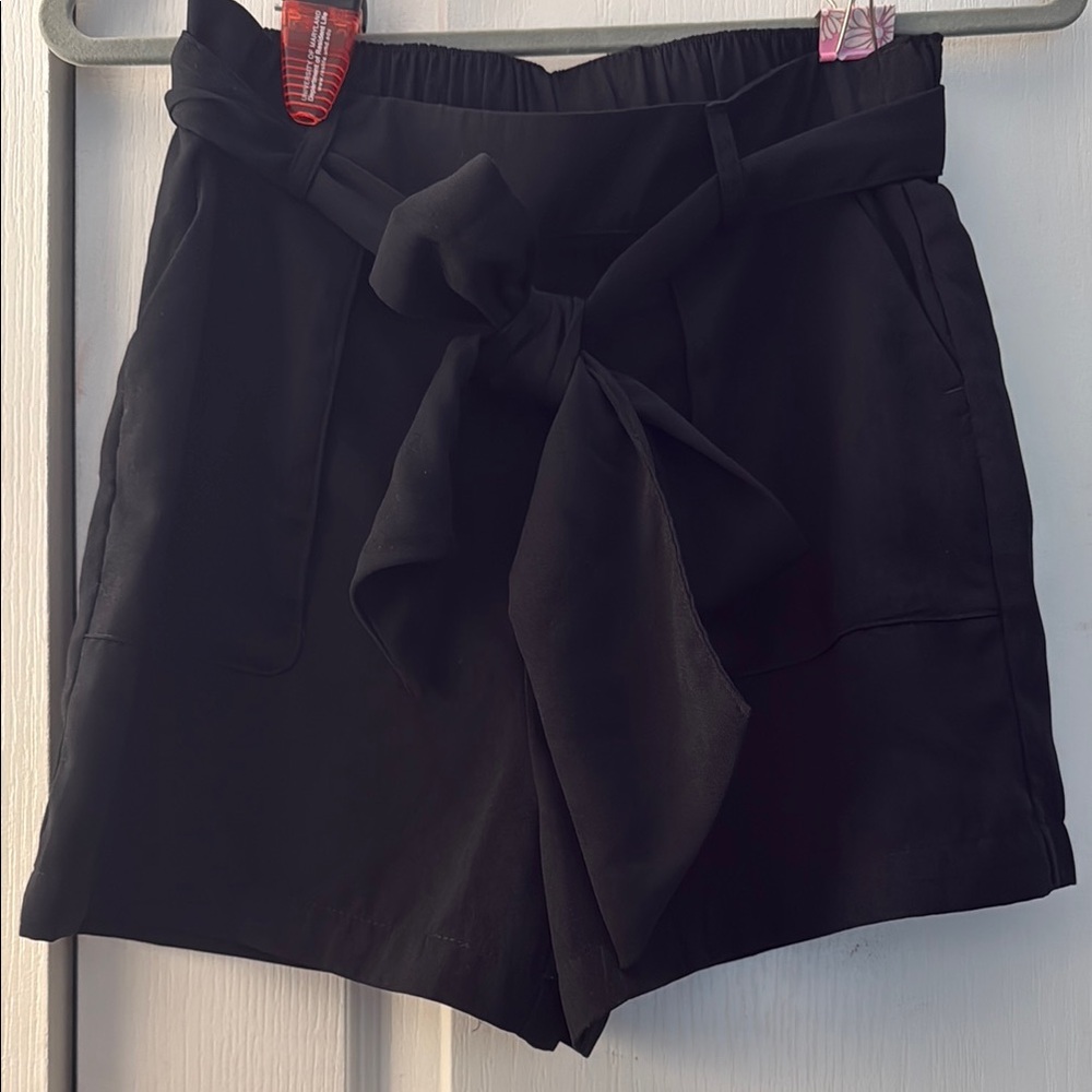 a new day Black High Waist Shorts with Tie Waist